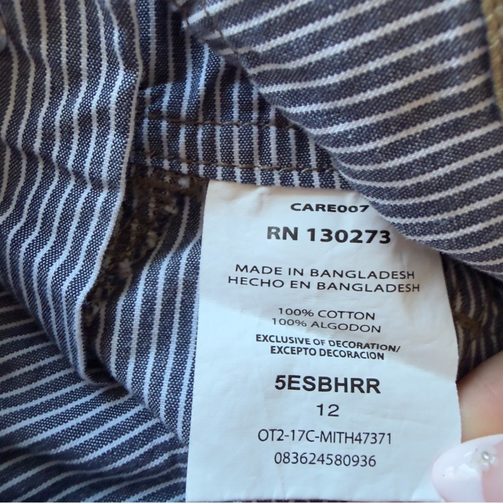 Wrangler Baby Overalls 12M Striped Shortalls 100% Cotton Casual Western Summer - Picture 6 of 6